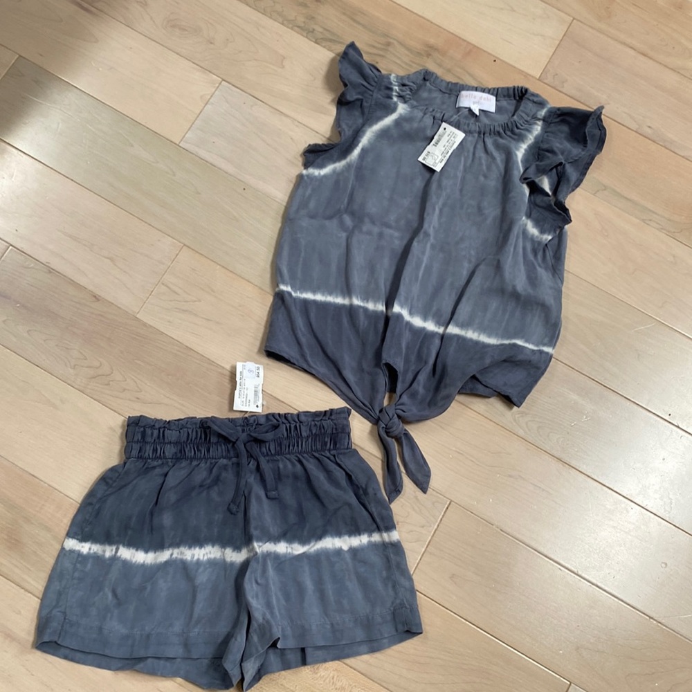 Bella Dahl girls soft tencel tie dye shorts top set 8